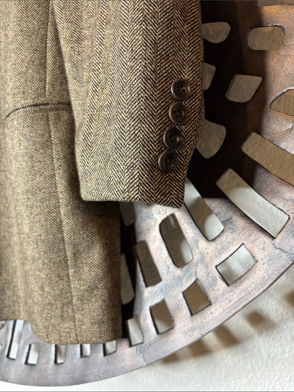 π€ Banana Republic Menβs Tweed Blazer 44R Brown Herringbone Wool Sport Coat π€ - Picture 3 of 16